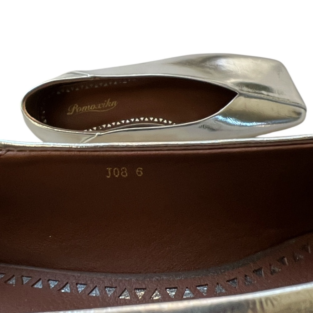Pomoxikn Square Toe Metallic Silver Ballet Flats Women’s Size 6 - Picture 8 of 9